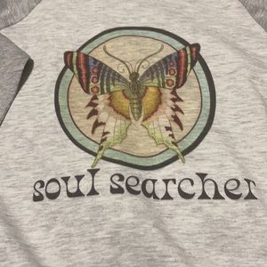 NEW! Soul Searcher Athletic Gray 3/4 Sleeve Raglan Graphic T-shirt Unisex Small